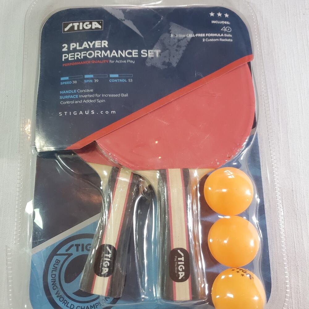 New Sealed STIGA Performance Ping Pong Paddles Table Tennis Rackets Pair Set